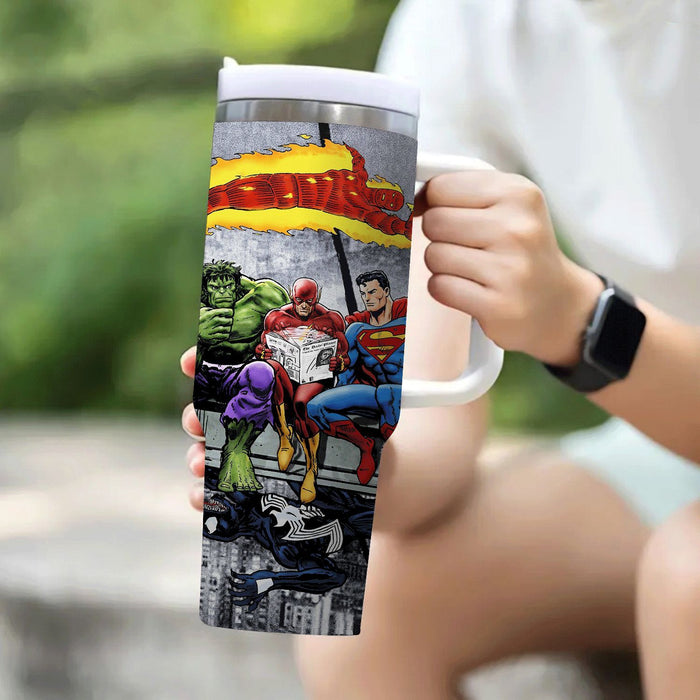 Three Superhero Printed Insulated Tumbler