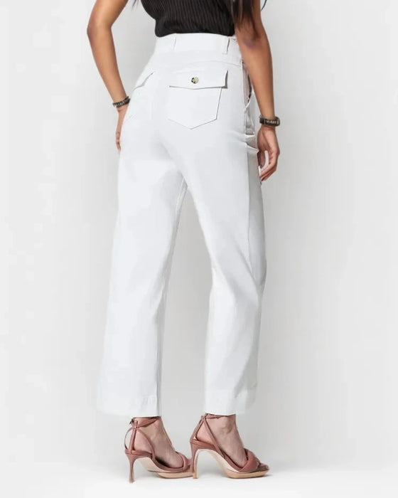 Twill Cropped Wide Pants