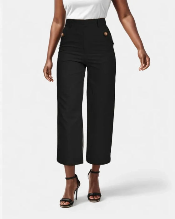 Twill Cropped Wide Pants