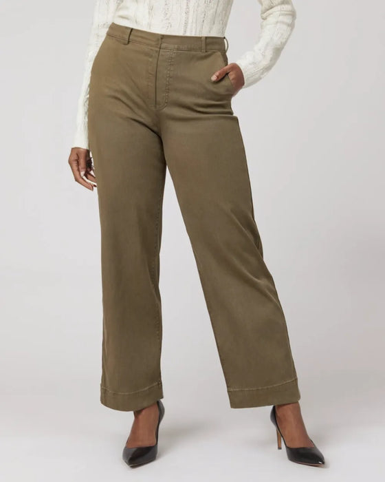Twill Cropped Designed Wide Pants