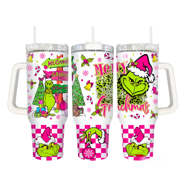 40oz Christmas Themed Insulated Tumbler With Handle