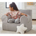 Gray Oversized Chair White Piping Slipcover - Grafton Collection