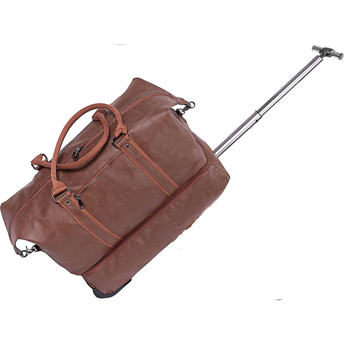 Wheeled Waterproof Leather Duffle Bag For Travel