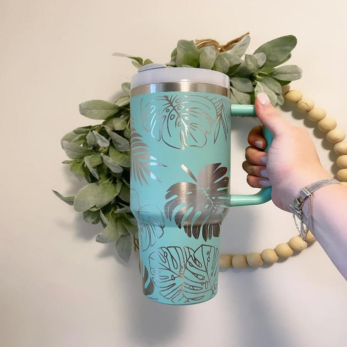 Tropical Monstera Leaf Insulated Tumbler With Lid