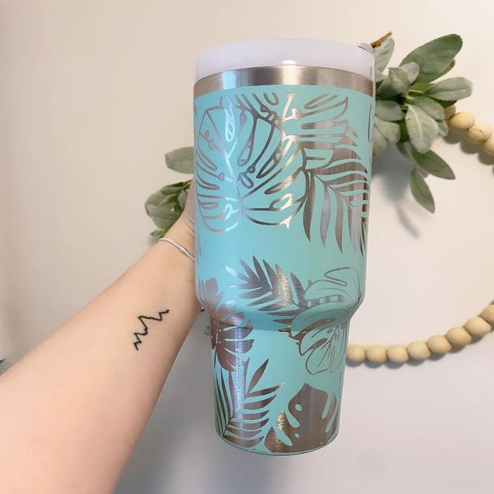 Tropical Monstera Leaf Insulated Tumbler With Lid