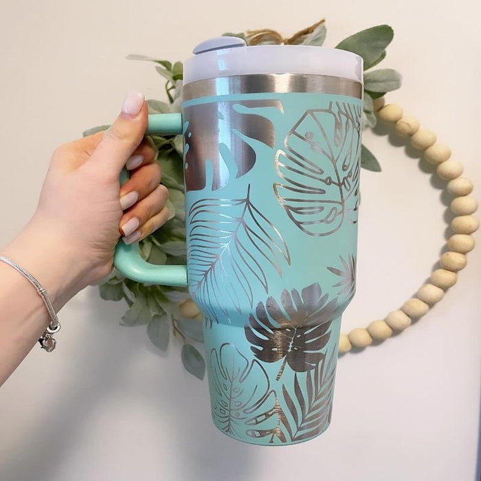 Tropical Monstera Leaf Insulated Tumbler With Lid