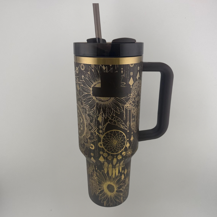 Sunflower Design 40oz Insulated Tumbler With Handle