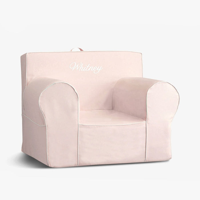Anywhere Oversized Chair Blush With White Piping Slipcover - Grafton Collection
