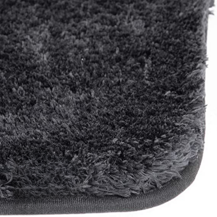 Black Bathroom Rug Non Slip Bath Mat - Water Absorbent Soft Microfiber Shaggy Bathroom Mat Machine Washable Bath Rug for Bathroom Thick Plush Rugs for Shower - Grafton Collection