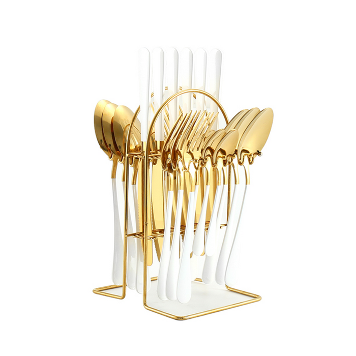 Gold Silverware Knife Fork Spoon Set - Grafton Collection