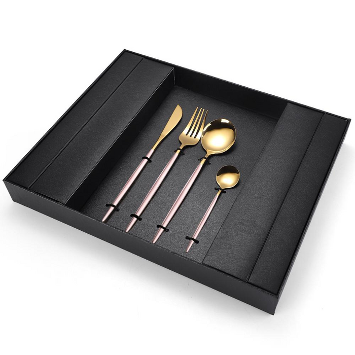 Modern 16Pcs Stainless Steel Cutlery Set With Black Box