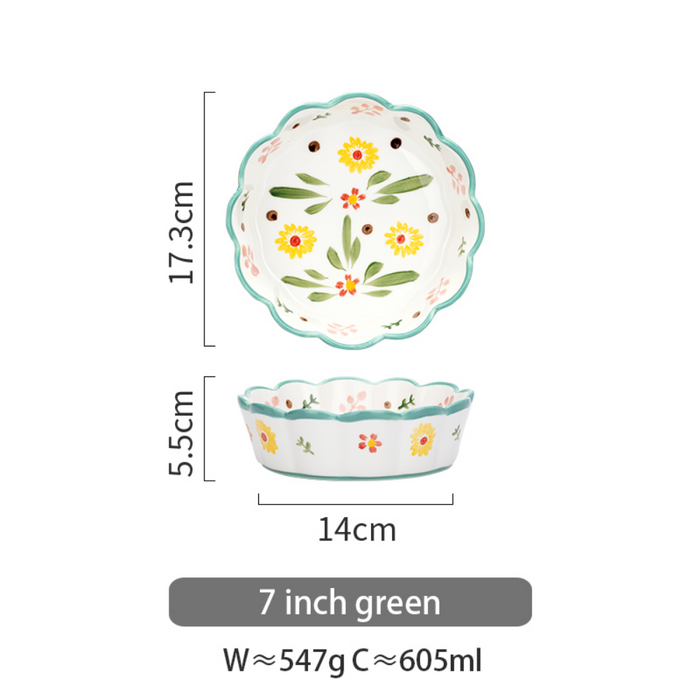 Flower Pattern Wavy Edge Bowl - Grafton Collection