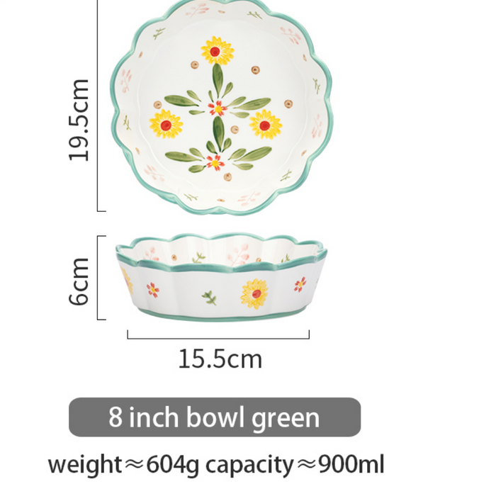Flower Pattern Wavy Edge Bowl - Grafton Collection