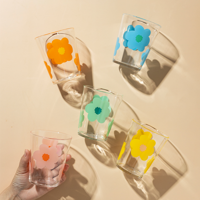 Coloured Glass Flower Cups