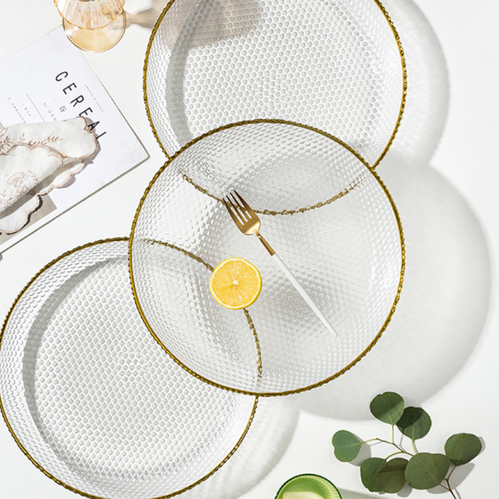 Gold Rim Transparent Glass Fruit Plates - Grafton Collection