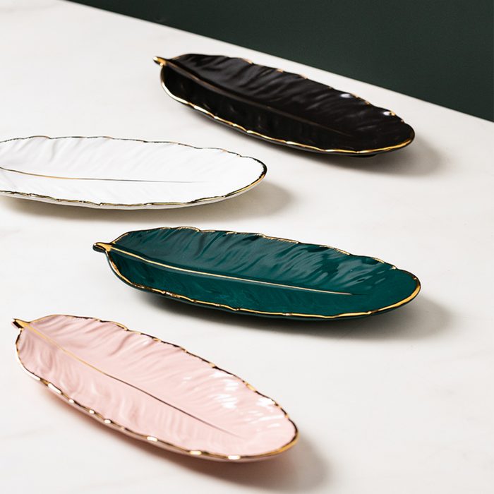Leaf-Shaped Ceramic Serving Plates - Grafton Collection