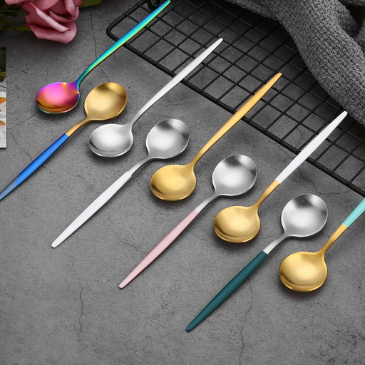 Matte-Colored Stainless Steel Dessert & Tea Spoons - Grafton Collection