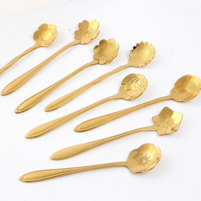 Gold-Plated Stainless Steel Floral Stirring Spoon
