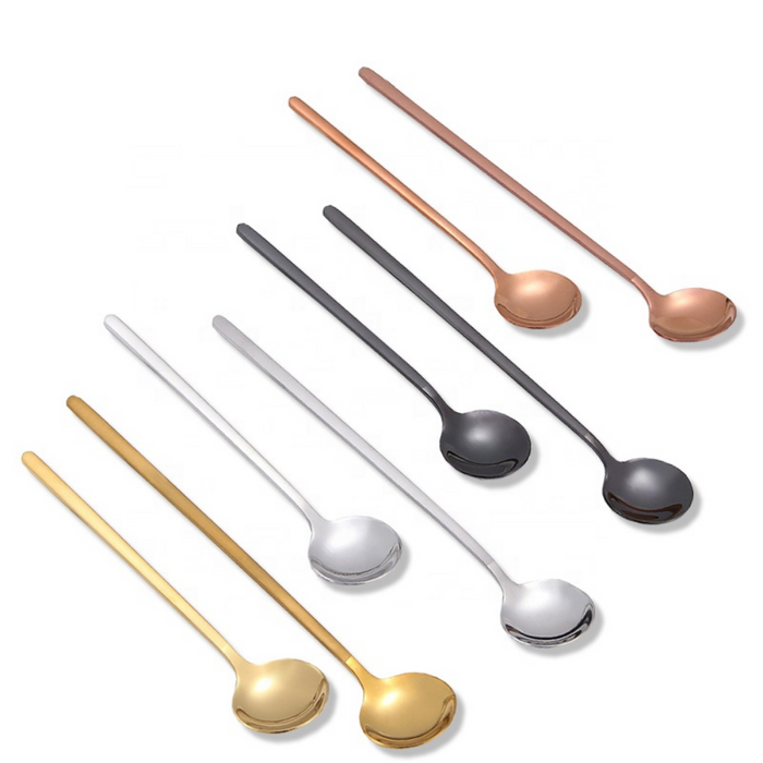 Shiny Colorful Stainless Steel Small & Round Coffee Spoon