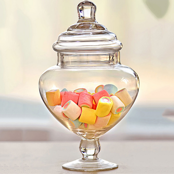 Heart-Shaped Glass Candy Jar