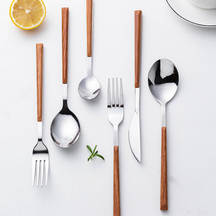 Stainless Steel Cutlery With Wooden Handles - Grafton Collection