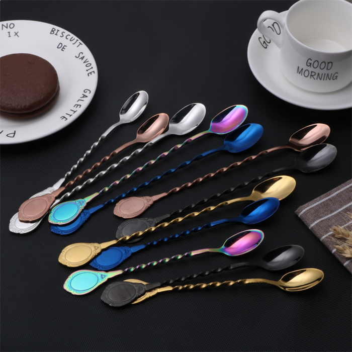 Long-Handled Stainless Steel Cocktail Stirring Spoons