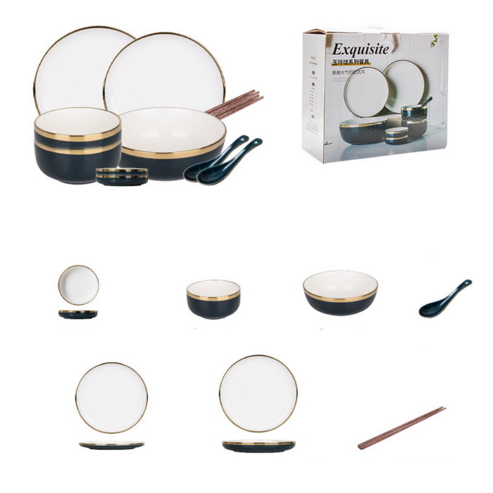 Ceramic Dinnerware Set - 11 Pieces - Grafton Collection