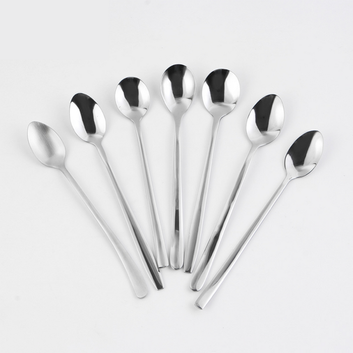 Stainless Steel Long-Handle Dessert Spoons - 4 Pieces