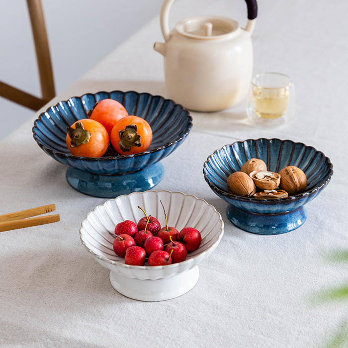 Chrysanthemum-Shaped Ceramic Fruit Bowls