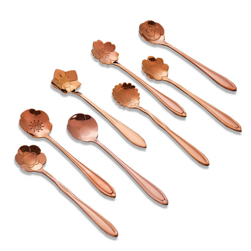 Rose Gold-Plated Stainless Steel Floral Stirring Spoon - Grafton Collection