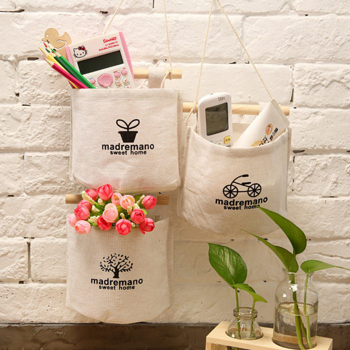 Japanese Simple Cotton & Linen Single Pocket Storage Bag