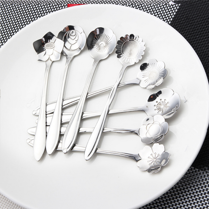 High Quality Silver Stainless Steel Floral Stirring Spoon - Grafton Collection