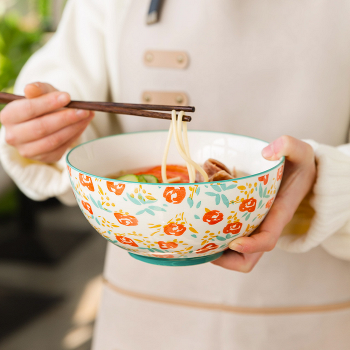 Japanese Style Flower Soup Noodle Bowl