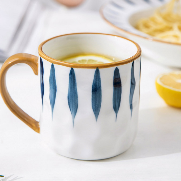 Blue Ceramic Mugs + Spoon