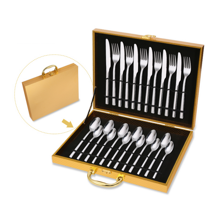 Luxurious 24Pcs Stainless Steel Flatware Set - Grafton Collection