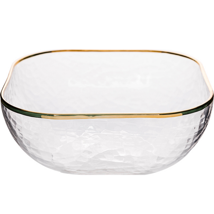 Gold Rim Glass Salad Bowl