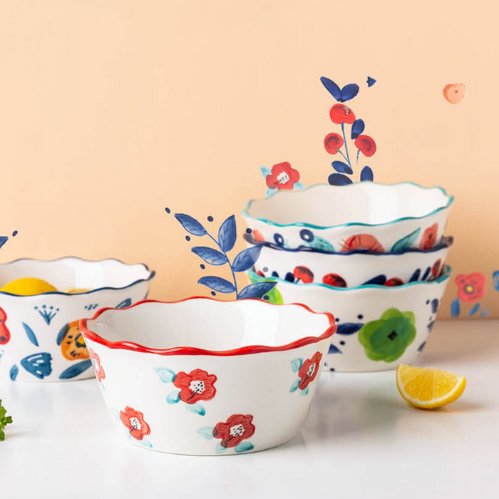 Flower Pattern Ceramic Bowls - Grafton Collection