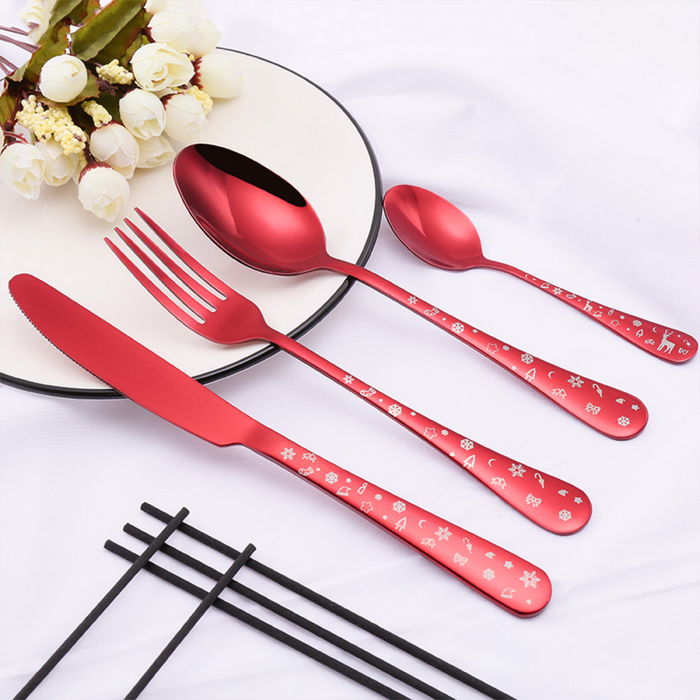Stainless Steel Christmas Cutlery Set