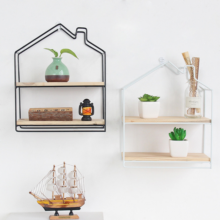 Modern Styled Iron Wall Shelf Decorative Storage Rack