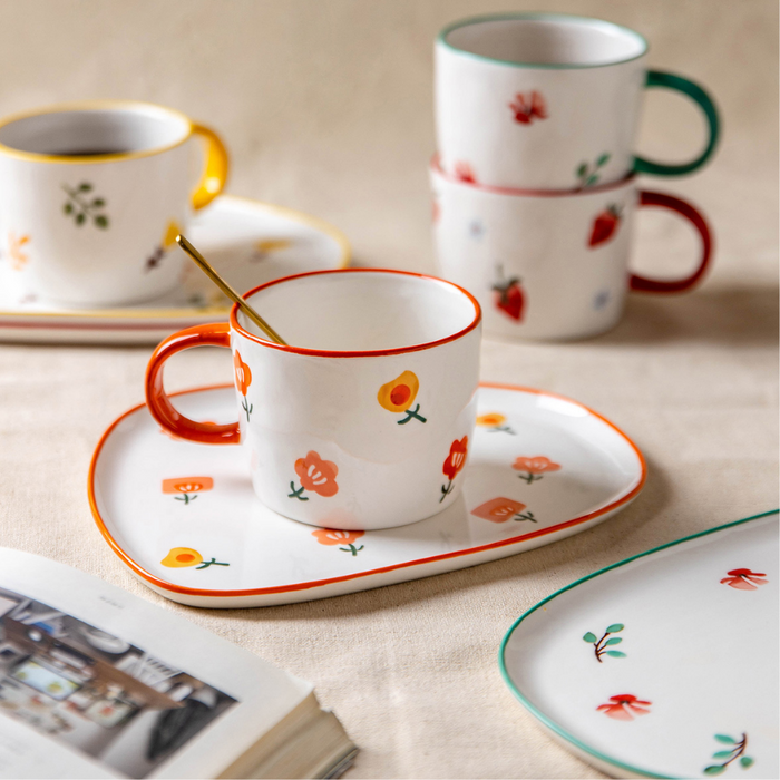 Flower Pattern Cup And Saucer Set - Grafton Collection