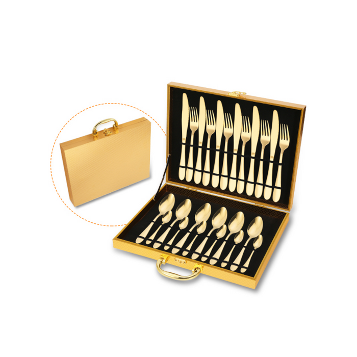 Royal Gold Case 24Pcs Flatware Dinner Set - Grafton Collection