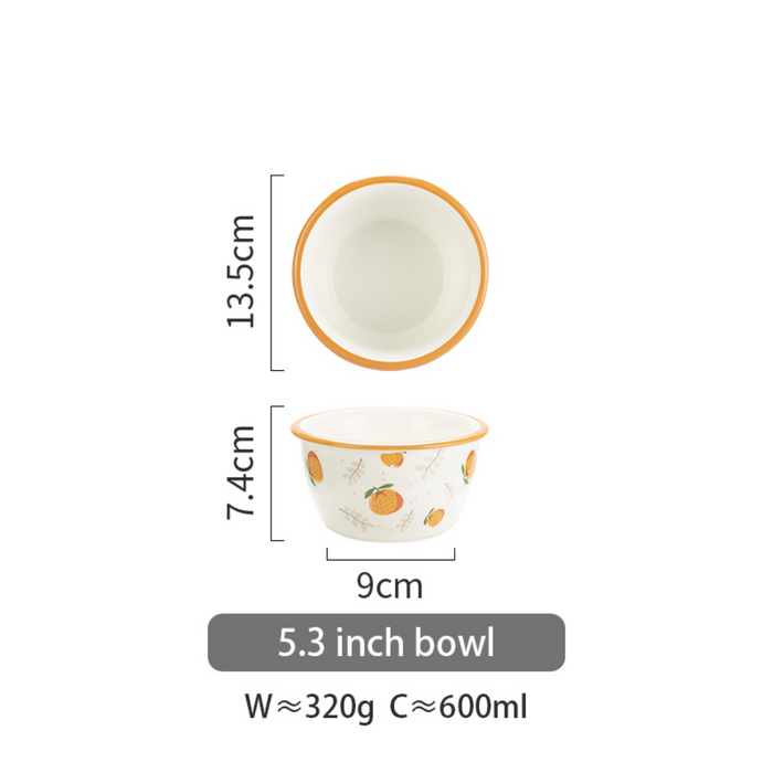 Cute Porcelain Orange Fruit Plate Dish Set - Grafton Collection