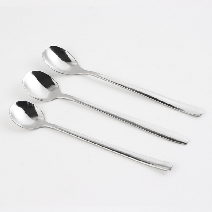 Stainless Steel Long-Handle Dessert Spoons - 4 Pieces