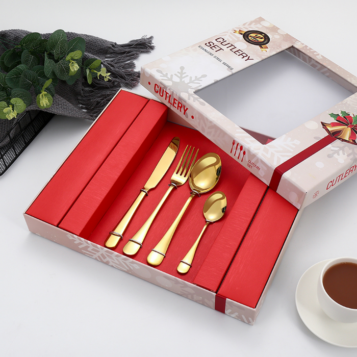 Stainless Steel Cutlery Sets + Christmas Gift Box - 24 Pieces