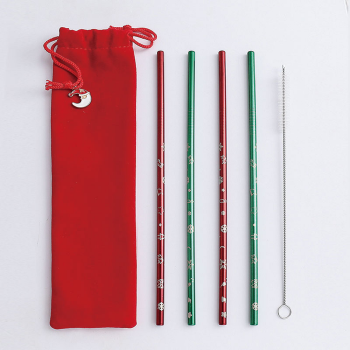 Reusable Christmas Themed Straws