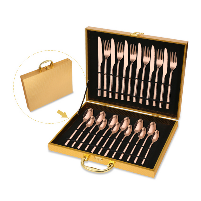 Luxurious 24Pcs Stainless Steel Flatware Set - Grafton Collection