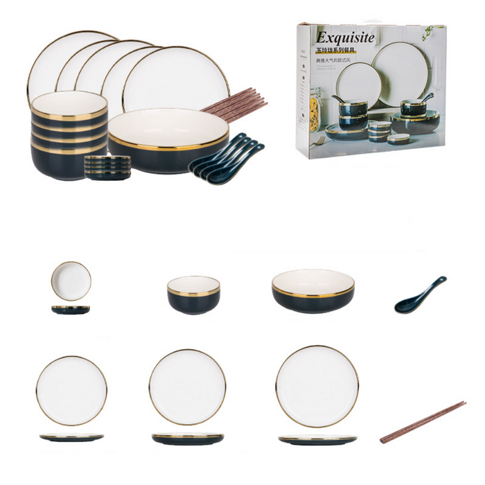 Ceramic Dinnerware Set - 22 Pieces