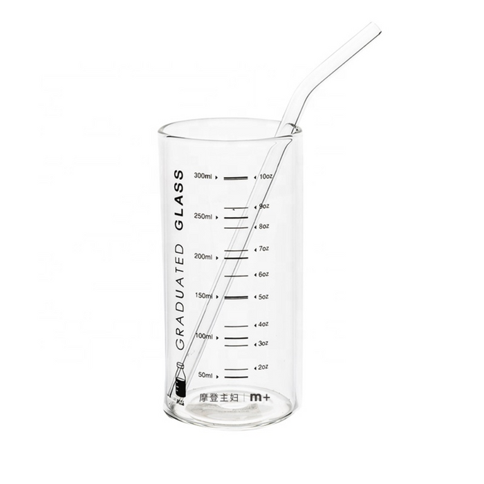 Measuring Cup Glass With Straw