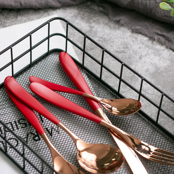 Red Stainless Steel Cutlery Set