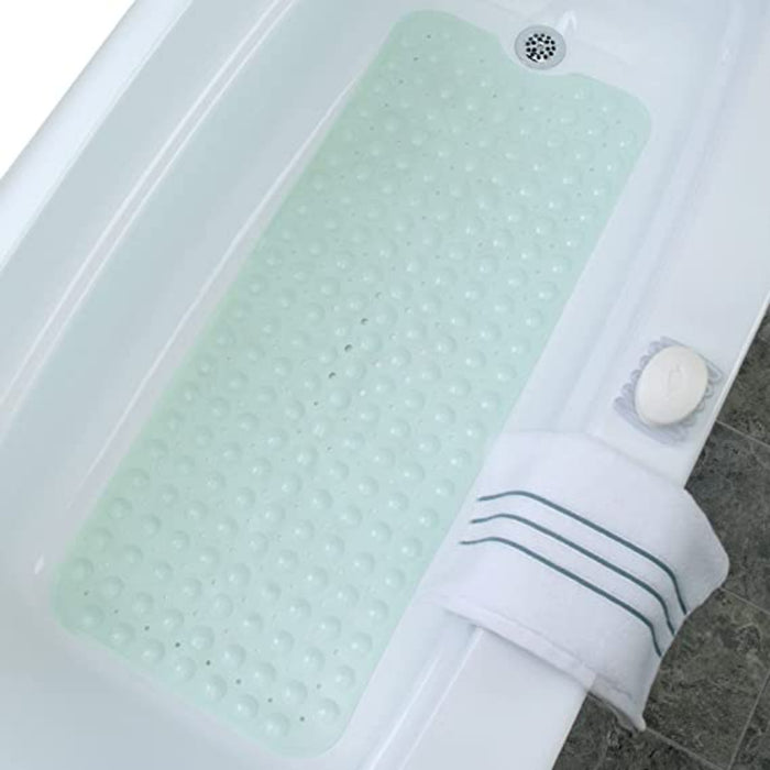 Extra Long Bath Tub & Shower Mat,Wet Floor Non-Slip for Elderly & Kids Bathroom, Longer Than Standard Bathtub Mats, Suction Cups, Drain Holes, Machine Washable